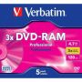 DVD-RAM Verbatim 4.7GB 3x jewel case T4 / 5ks
