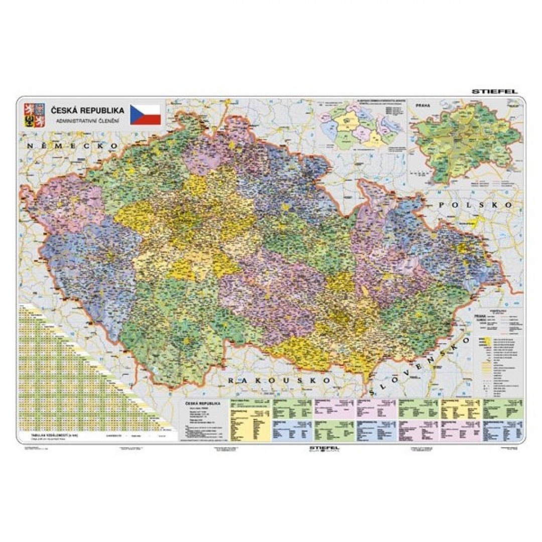 Mapa ČR administratívna 140x100cm