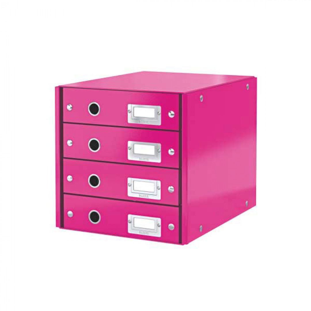 Zásuvkový box Click-N-Store 4 zásuvky ružový