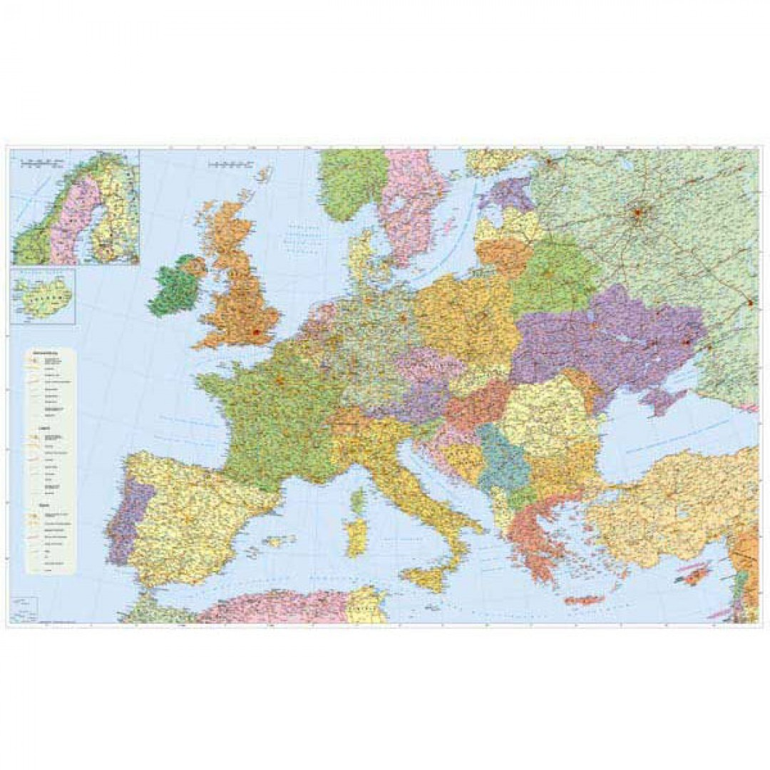 Mapa Európa - cestná sieť, 135 x 100 cm