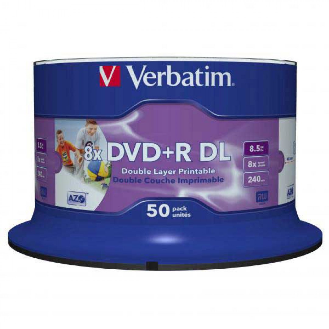 DVD+R Verbatim DL 8.5GB, 12cm Printable 8x / 50ks